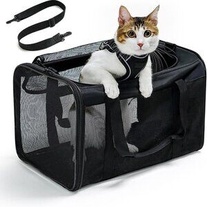 Cat Carrier Bag,Soft-Sided Pet Carriers for Dogs with 4-Sided Mesh,Airline Appro